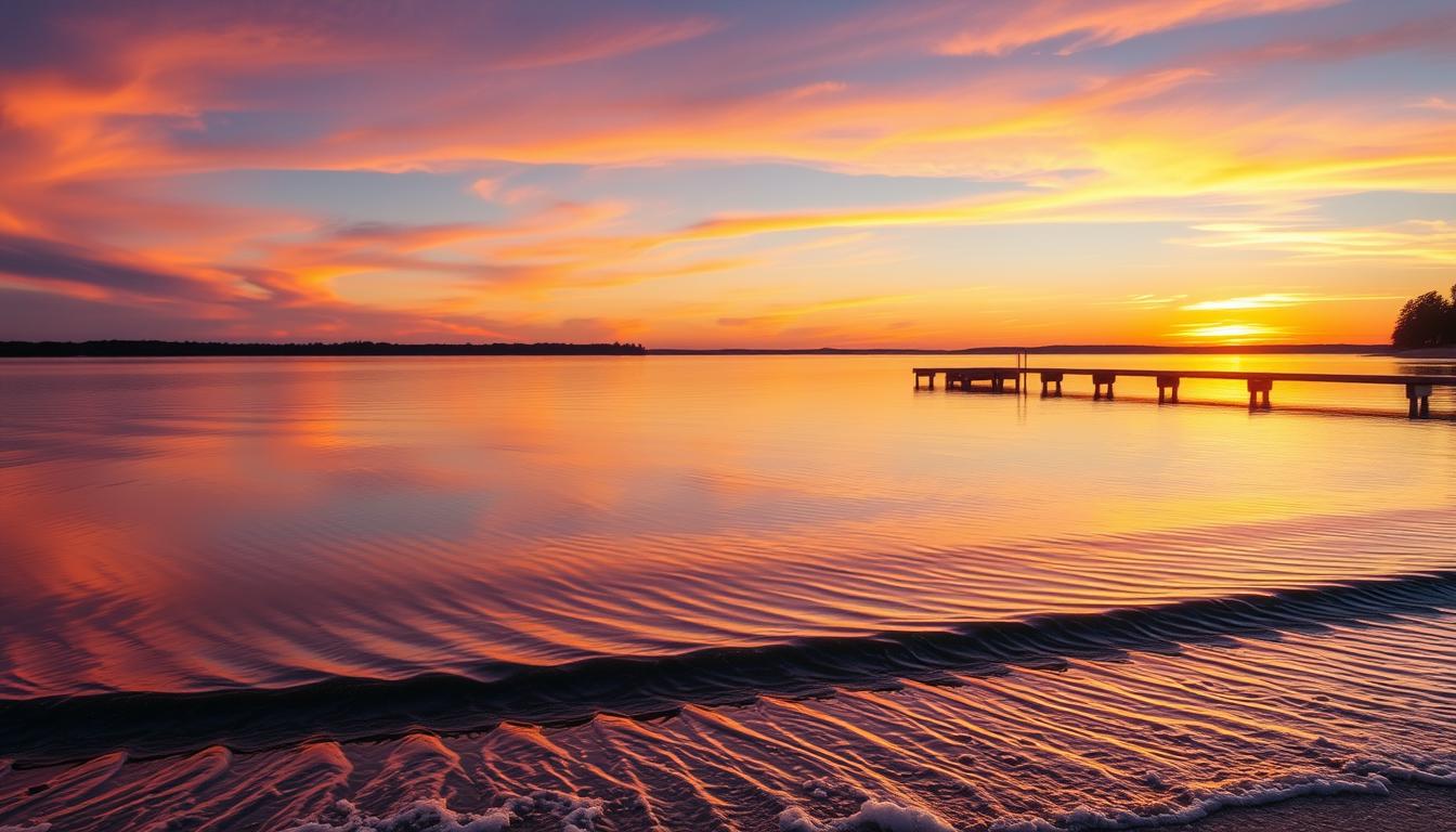 Michigan sunset over calm waters