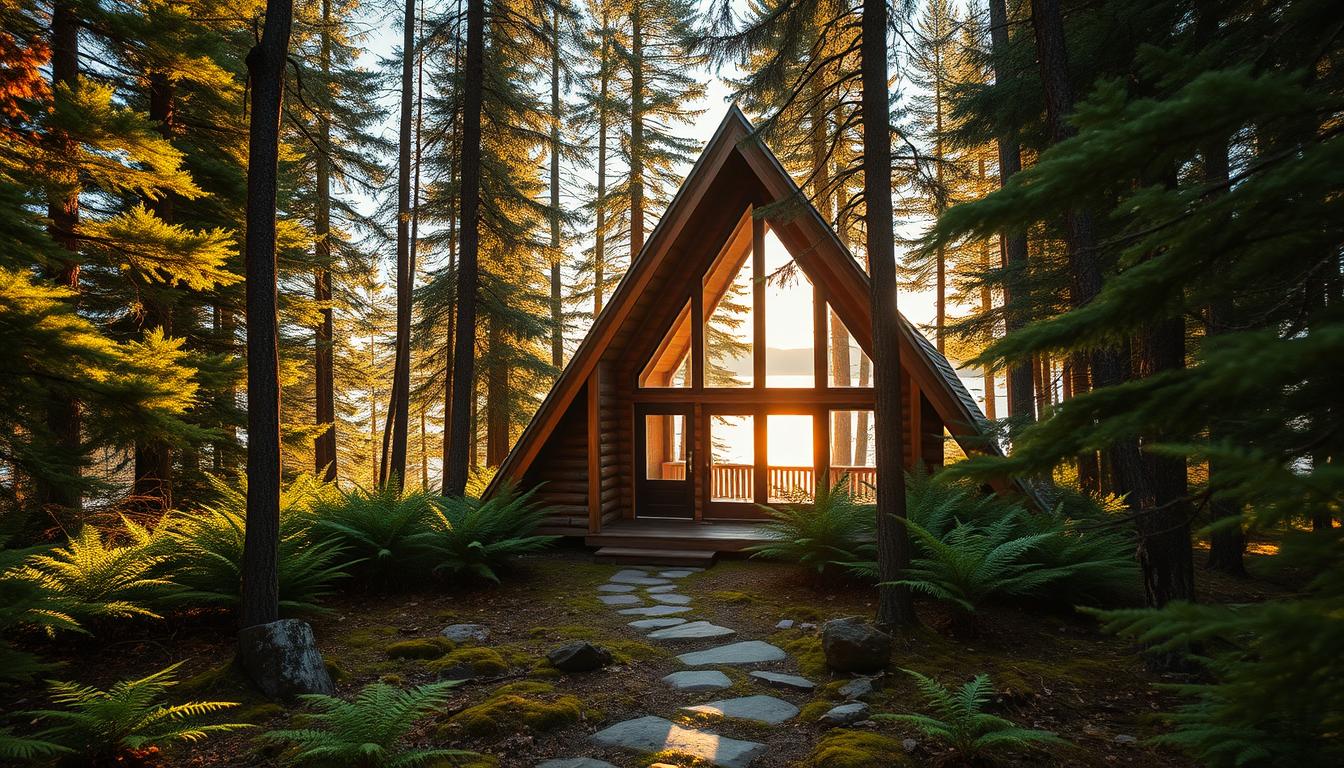 Secluded forest A-frame cabin