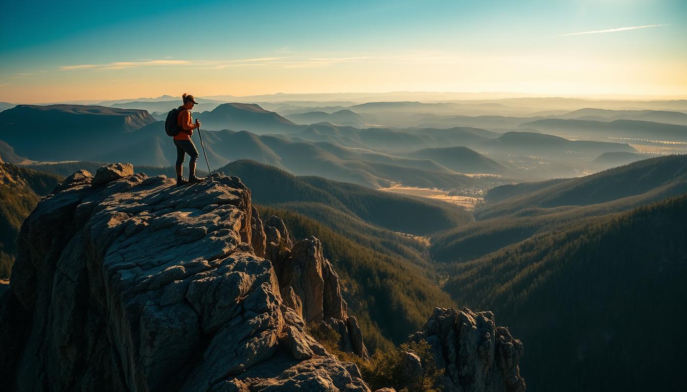 cliffside hiking moment