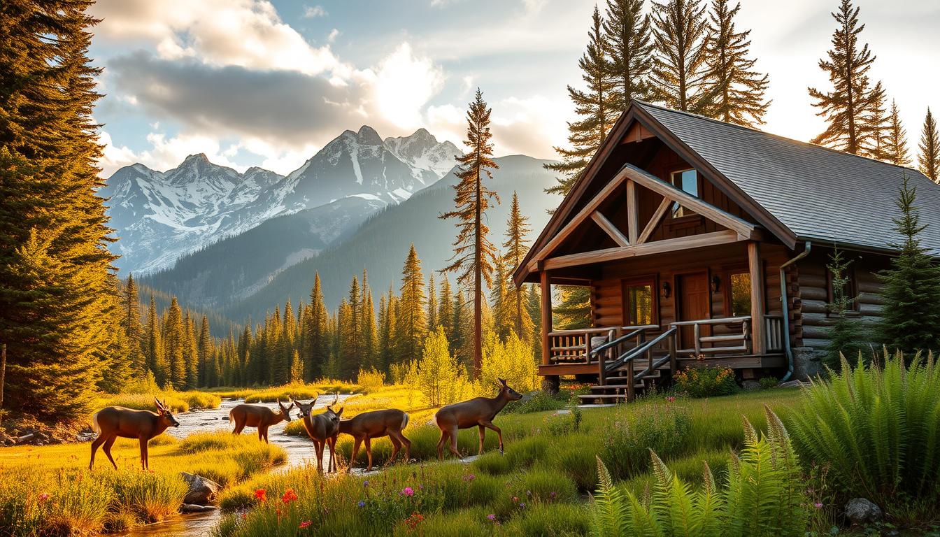 montana creek cabin wildlife