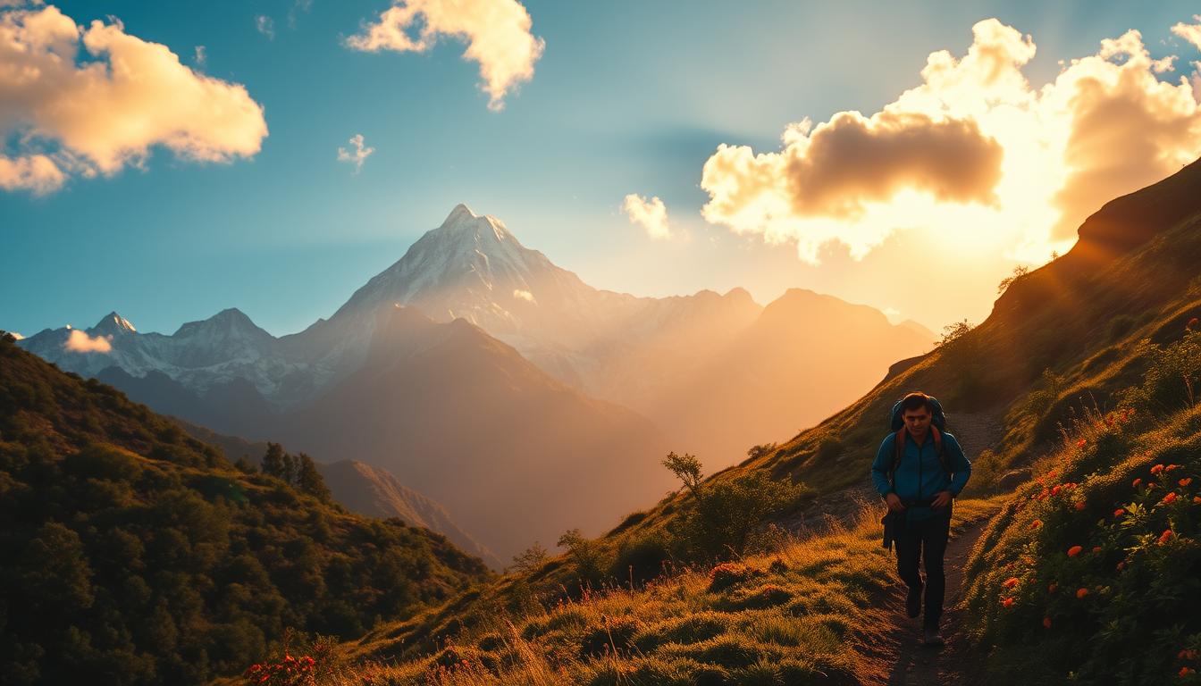 mountain trek in Nepal